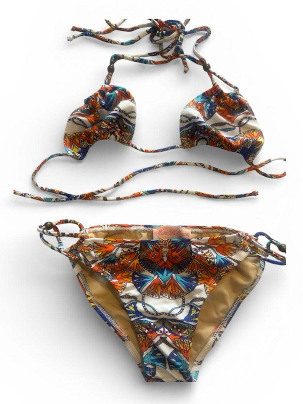 Mara Hoffman Printed String Bikini Set Boho Resort Swim Size M